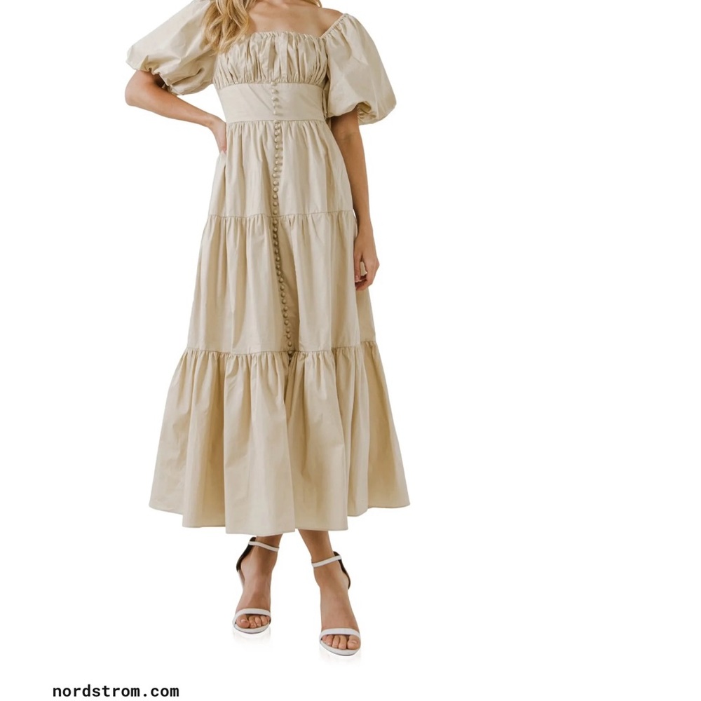 Endless Rose Cream Tiered Short Sleeve Dress